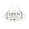 Wooden Stores Business Hanging Plaque Sign OPEN CLOSED Door Board Sign Double-Sided Bar Restaurant Hanging Plate Sign,White