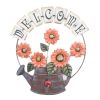 Iron Welcome Hanging Sign Metal Kettle Orange Sunflower Outdoor Garden Wall Hanging Sign Villa Courtyard Decor