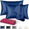 Lacette Silk Pillowcase 2 Pack for Hair and Skin, 100% Mulberry Silk, Double-Sided Silk Pillow Cases with Hidden Zipper (Navy Blue, King 20" x 36")