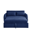 55" Modern Convertible Sofa Bed with 2 Detachable Arm Pockets; Velvet Loveseat Sofa with Pull Out Bed; 2 Pillows and Living Room Adjustable Backrest;