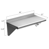 Stainless Steel Shelf 12 x 24 Inches; 250lb;  Wall Mount Floating Shelving for Restaurant;  Kitchen;  Home and Hotel