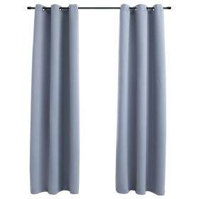 Blackout Curtains with Rings 2 pcs Gray 37"x63" Fabric