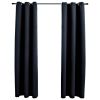 Blackout Curtains with Rings 2 pcs Black 37"x95" Fabric