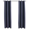 Blackout Curtains with Rings 2 pcs Anthracite 37"x63" Fabric