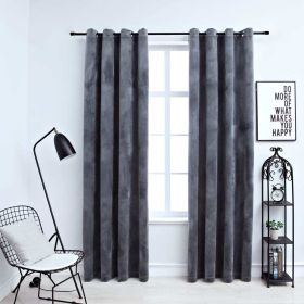 Blackout Curtains with Rings 2 pcs Anthracite 54"x63" Velvet