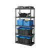 5 Tier 18"x 36"x70.2" Ventilated Plastic Wall Shelf Unit, 750lb Capacity, Black