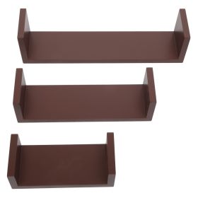 Set of 3 Floating Display Shelves Ledge Bookshelf Wall Mount Storage Home DâˆšÂ©cor Brown RT