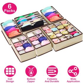 6Pcs Foldable Underwear Sock Bra Organizer Drawer Divider Container Bin Storage Box