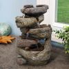 15inches Indoor Tabletop Rock Fountain Cascading Fountain with Led Light and Pump