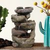 15inches Indoor Tabletop Rock Fountain Cascading Fountain with Led Light and Pump