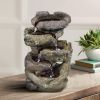 15inches Indoor Tabletop Rock Fountain Cascading Fountain with Led Light and Pump