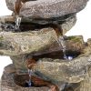 15inches Indoor Tabletop Rock Fountain Cascading Fountain with Led Light and Pump