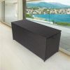 Outdoor Storage Box; 113 Gallon Wicker Patio Deck Boxes with Lid; Outdoor Cushion Storage Container Bin Chest for Kids Toys; Pillows; Towel Black