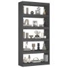 Book Cabinet/Room Divider Gray 31.5"x11.8"x65.9" Solid Wood Pine