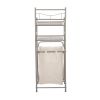 2 Shelves 10 lb Capacity Steel Storage Shelf Unit with Hamper;  Satin Nickel