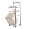 2 Shelves 10 lb Capacity Steel Storage Shelf Unit with Hamper;  Satin Nickel