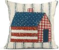 Set of 4 Linen Throw Pillow Covers Day 4Th of July Independence Decorative Pillow Cases