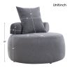 [VIDEO provided] [New] 32"Solid Wood Lounge Chair with Pillow, Easy to Move Modern Chenille Reading Chair, High-Stretch Round Sofa for Bedroom, Living