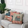 Set of 4 Linen Throw Pillow Covers Day 4Th of July Independence Decorative Pillow Cases