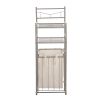 2 Shelves 10 lb Capacity Steel Storage Shelf Unit with Hamper;  Satin Nickel