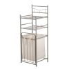 2 Shelves 10 lb Capacity Steel Storage Shelf Unit with Hamper;  Satin Nickel