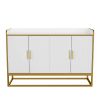 Modern Kitchen Buffet Storage Cabinet Cupboard White Gloss with Metal Legs for living room Kitchen