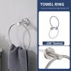 Brushed Nickel Bathroom Hardware Set 4 Pieces; Towel Bar Set Stainless Steel Wall Mounted;  Includes 16In Hand Towel Bar;  Towel Ring;  Robe Towel Hoo