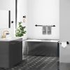 Bathroom Hardware Set;  Matte Black Stainless Steel Bathroom Hardware Set;  Including 16" Hand Towel Bar;  Toilet Paper Holder;  Robe Towel Hooks;  Ro