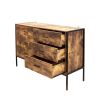 Industrial Style 6 Drawer Double Dresser; Rustic Brown Wood Storage Dresser Clothes Organizer with Sturdy Steel Frame;  Chest with 6 Drawer;  Storage