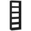 Book Cabinet/Room Divider Black 23.6"x11.8"x65.4" Engineered Wood