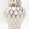 White and Gold Ceramic Decorative Ginger Jar Vase