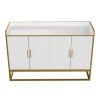 Modern Kitchen Buffet Storage Cabinet Cupboard White Gloss with Metal Legs for living room Kitchen