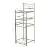 2 Shelves 10 lb Capacity Steel Storage Shelf Unit with Hamper;  Satin Nickel