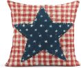 Set of 4 Linen Throw Pillow Covers Day 4Th of July Independence Decorative Pillow Cases