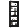 Book Cabinet/Room Divider Black 23.6"x11.8"x65.4" Engineered Wood