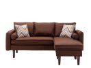 Mia Brown Sectional Sofa Chaise with USB Charger & Pillows