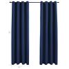 Blackout Curtains with Rings 2 pcs Navy Blue 54"x95" Fabric