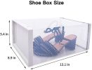 Foldable Shoe Box;  Stackable Clear Shoe Storage Box - Storage Bins Shoe Container Organizer;  8 Pack; White