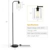 Industrial Floor Lamp with Glass Shade-Black