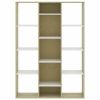 Room Divider/Book Cabinet White and Sonoma Oak 39.4"x9.4"x55.1" Engineered Wood