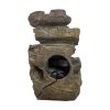 15inches Indoor Tabletop Rock Fountain Cascading Fountain with Led Light and Pump