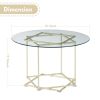 Octomom coffee table;  glass coffee table with gold frame round and glass top for home office;  metal table legs;  home decor accent cocktail table