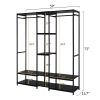 Stand Alone Wardrobe Organizer; Suspender Wardrobe Hanger And Multiple Storage Racks; Heavy Metal Wardrobe Storage Hanger For Bedroom - Black