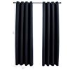 Blackout Curtains with Rings 2 pcs Black 54"x84" Fabric