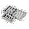 3 Pack Sock Organizer Box Foldable Damp Proof Storage Drawers Multi-cells Underwear Tie Container