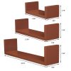 Set of 3 Floating Display Shelves Ledge Bookshelf Wall Mount Storage Home DâˆšÂ©cor Brown RT