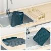 Kitchen Drain Tray; Bowl Cup Dish Drying Rack ; Tea Plate Drainboard Kitchen Sink Tray; Bathroom Draining Board Bowl Cup Dish Drying Rack Green