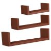 Set of 3 Floating Display Shelves Ledge Bookshelf Wall Mount Storage Home DâˆšÂ©cor Brown RT