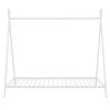 House Bed Tent Bed Frame Twin Size Metal Floor Play House Bed with Slat for Kids Girls Boys ; No Box Spring Needed White