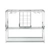 Bar Serving Cart with Glass Holder and Wine Rack, 3-Tier Kitchen Trolley with Tempered Glass Shelves and Chrome-Finished Metal Frame, Mobile Wine Cart